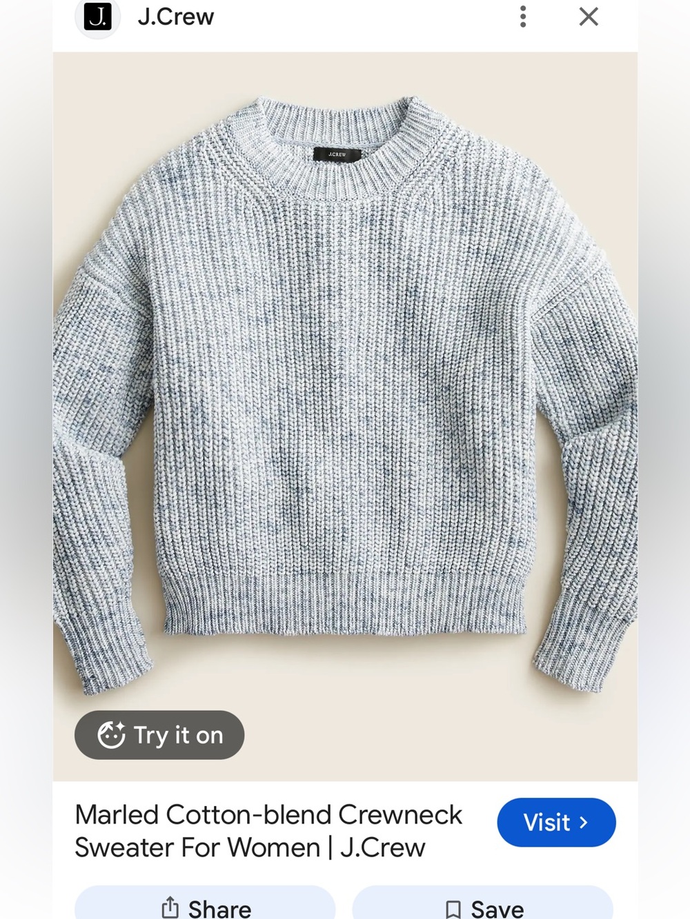 Women Crewneck blue Knit Sweater